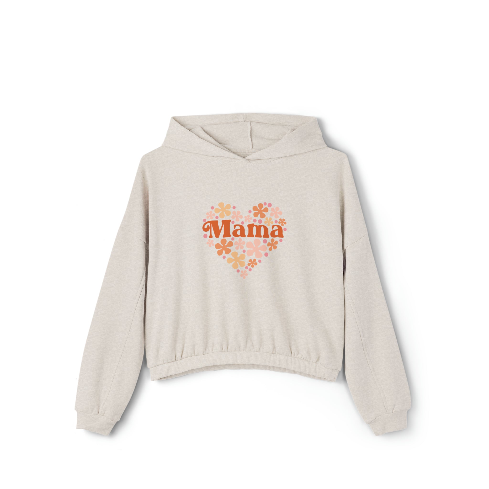 Floral Heart Mama Valentine's Retro - Women's Cinched Bottom Hoodie