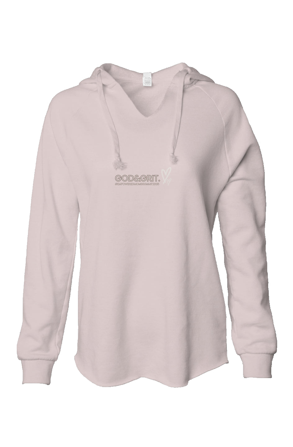 God. Grit. Empowered Mom Summit Womens Lightweight Wash Hooded Sweatshirt