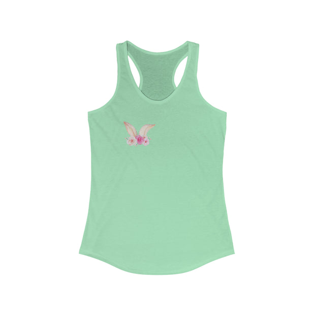 Floral Easter bunny ears matching baby Women's Ideal Racerback Tank