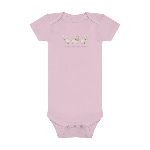 Silly Bunny, Easter is About the Lamb - Baby Short Sleeve Onesie®