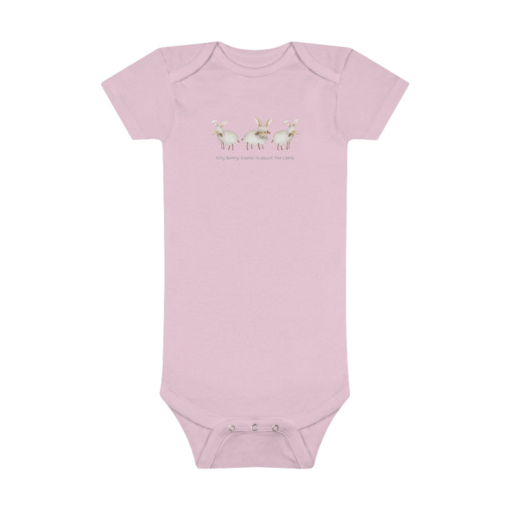 Silly Bunny, Easter is About the Lamb - Baby Short Sleeve Onesie®