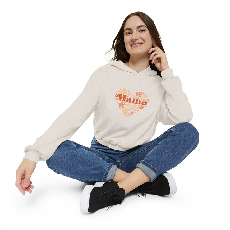 Floral Heart Mama Valentine's Retro - Women's Cinched Bottom Hoodie