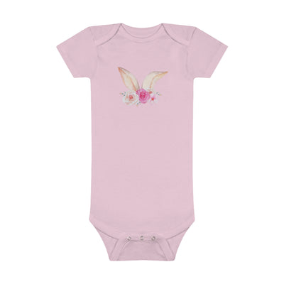 Floral Bunny Ears Easter Onsie -0-24 Months - Baby Short Sleeve Onesie®