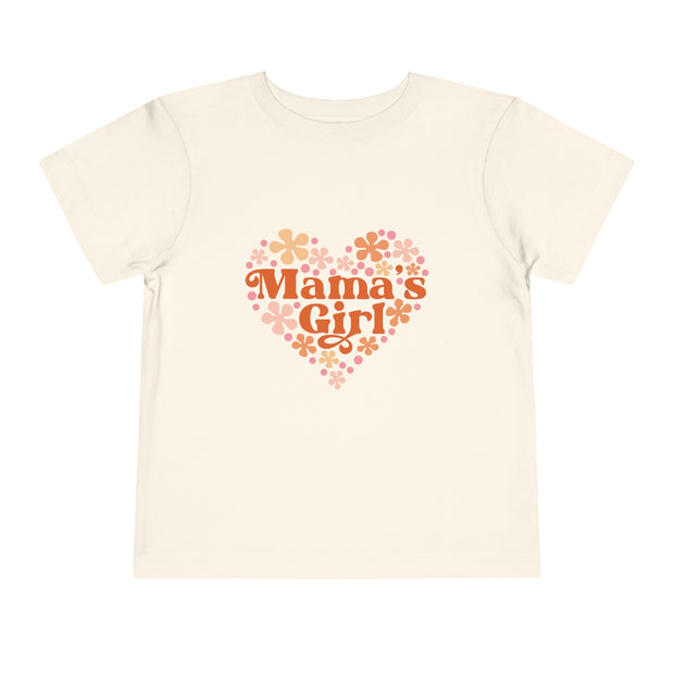 Mamas Girl Flower Valentines Toddler Short Sleeve Tee