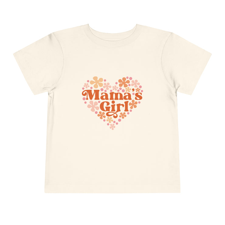 Mamas Girl Flower Valentines Toddler Short Sleeve Tee