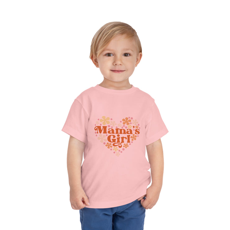 Mamas Girl Flower Valentines Toddler Short Sleeve Tee