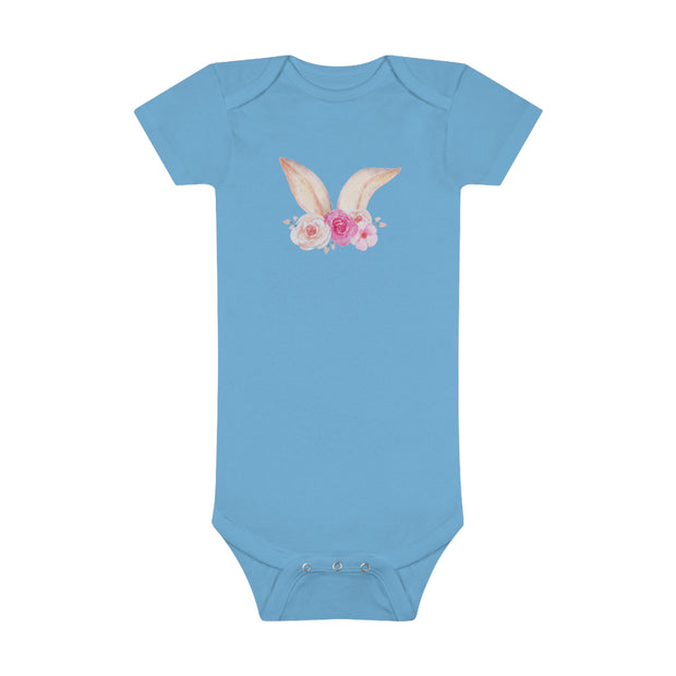 Floral Bunny Ears Easter Onsie -0-24 Months - Baby Short Sleeve Onesie®