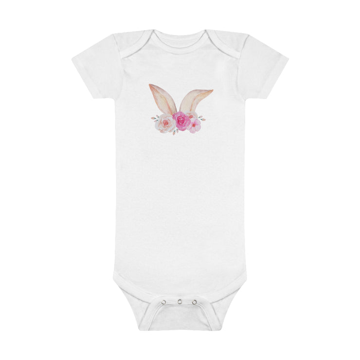 Floral Bunny Ears Easter Onsie -0-24 Months - Baby Short Sleeve Onesie®