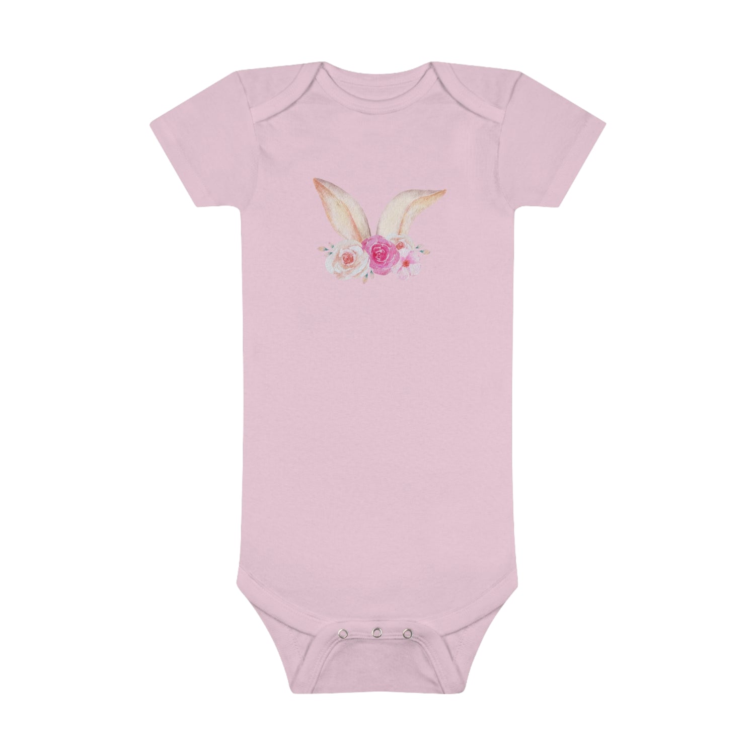 Floral Bunny Ears Easter Onsie -0-24 Months - Baby Short Sleeve Onesie®