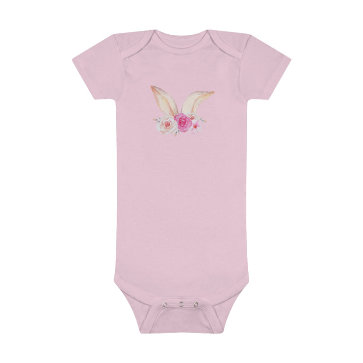 Floral Bunny Ears Easter Onsie -0-24 Months - Baby Short Sleeve Onesie®