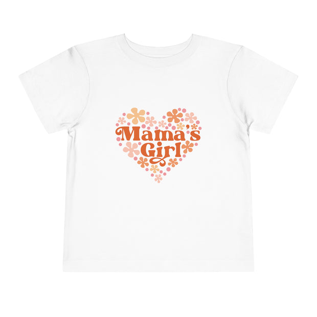 Mamas Girl Flower Valentines Toddler Short Sleeve Tee