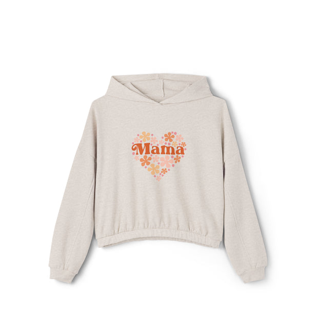 Floral Heart Mama Retro - Women's Cinched Bottom Hoodie