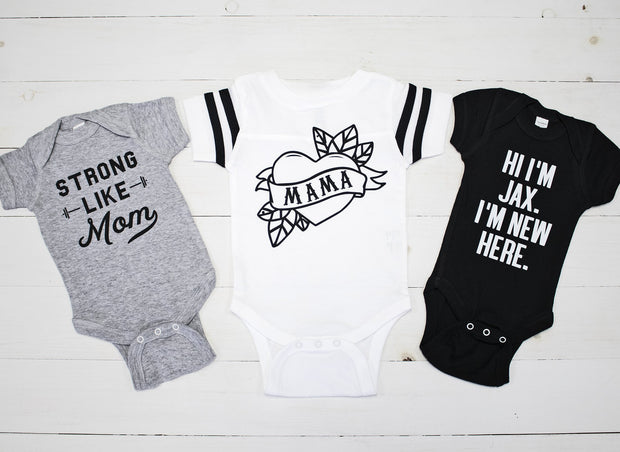 New Baby Boy Bodysuit Welcome Set - Custom Name