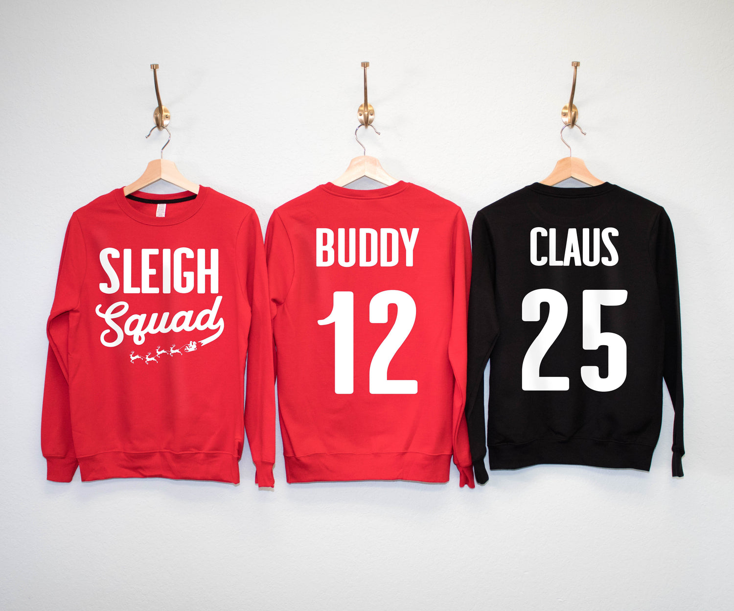 SLEIGH SQUAD Custom Christmas Sweatshirt - Custom Name & Number