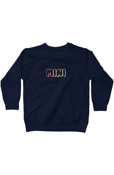 Mini Matching Mama - Retro Bubble Embroidery Rainbow - kids fleece sweatshirt