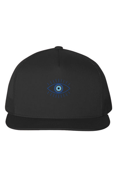 EVIL EYE - Black on Black Five-Panel Trucker Cap