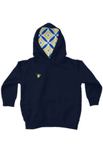 Navy - capri and lemon embroidered kids fleece pullover lined hoodie