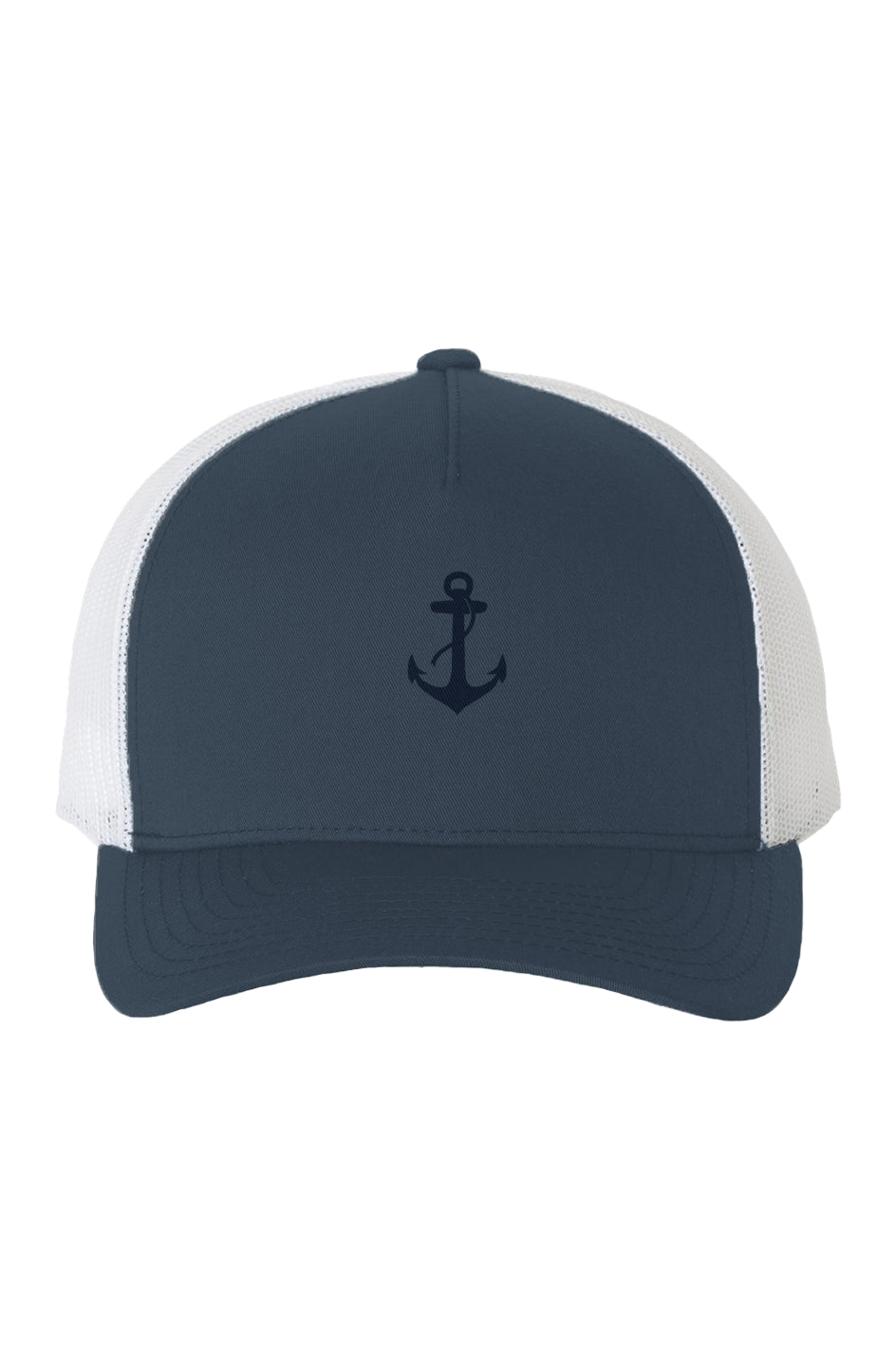 Anchors and Mermaids White Mesh Five-Panel Retro Trucker Cap