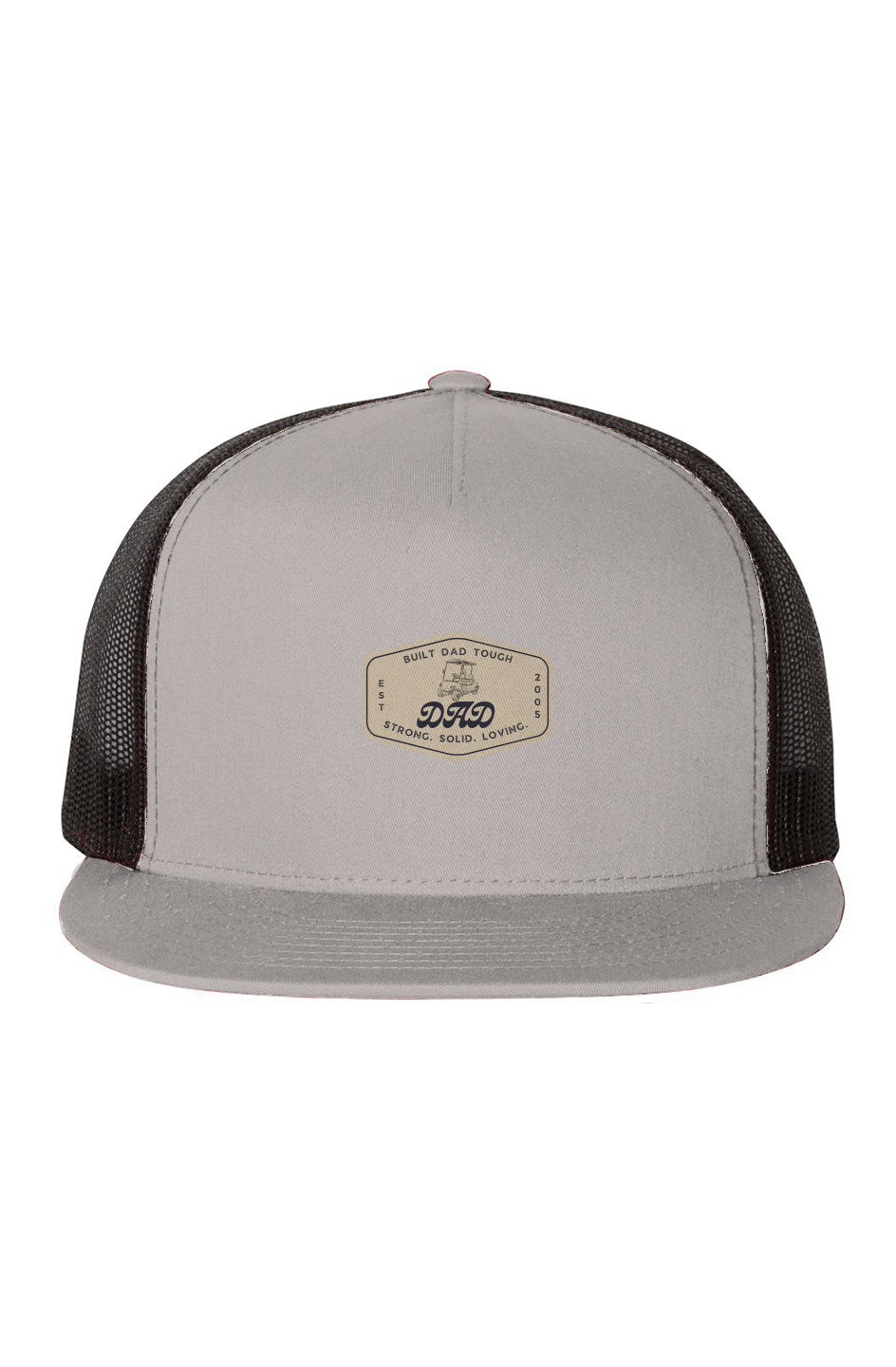 Built Dad Tough - Golfin' - Custom Year -Black-Mesh-Five-Panel-Trucker-Cap