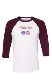  Red, White, And Blue - 4th of July - Sunnies - Baseball Tee