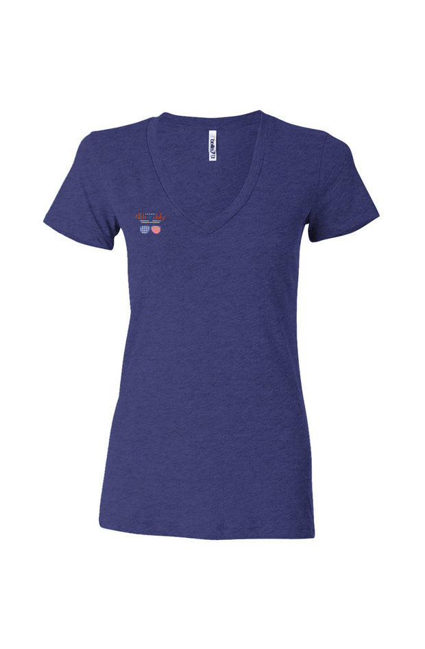  Red, White, And Blue - 4th of July - Sunnies - Women’s Triblend Deep V-Neck Tee