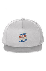 Red, White, And Blue - 4th of July - I Bleed USA 5-Panel Cotton Twill Snapback Cap