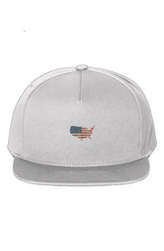 Red, White, And Blue - 4th of July - Flag Map 5-Panel Cotton Twill Snapback Cap