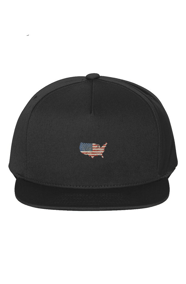 Red, White, And Blue - 4th of July - Flag Map 5-Panel Cotton Twill Snapback Cap