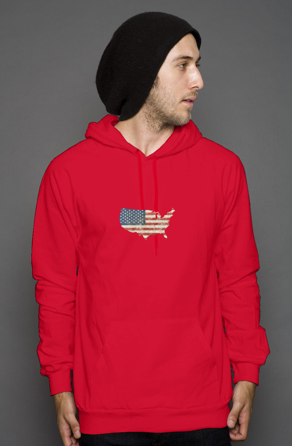 Red, White, And Blue - 4th of July - Flag Map - pullover hoody