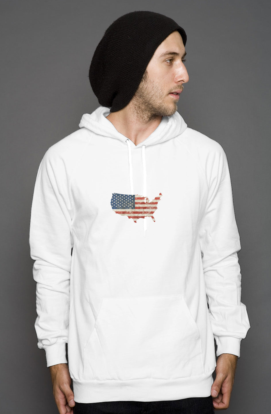 Red, White, And Blue - 4th of July - Flag Map - pullover hoody