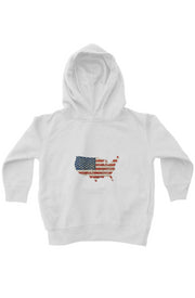 Red, White, And Blue - 4th of July - Flag Map - kids fleece pullover hoodie