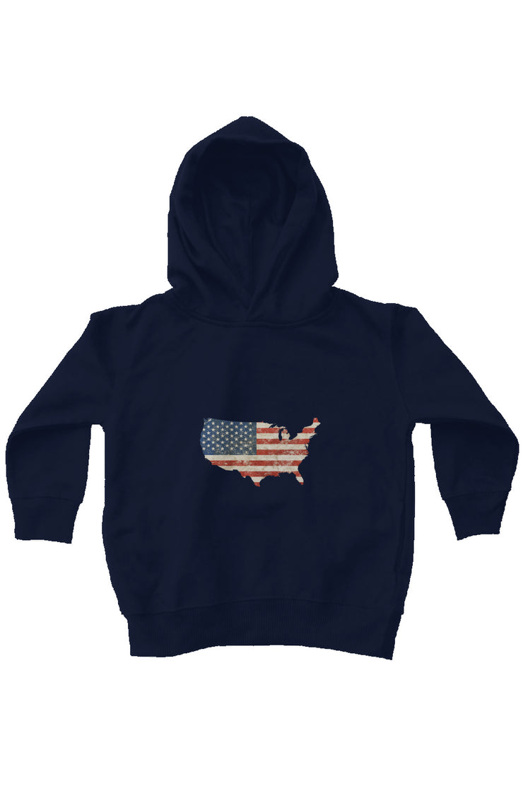 Red, White, And Blue - 4th of July - Flag Map - kids fleece pullover hoodie