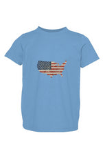 Red, White, And Blue - 4th of July - Flag Map - Toddler Fine Jersey Tee