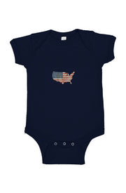 Red, White, And Blue - 4th of July - Flag Map - Infant Fine Jersey Bodysuit