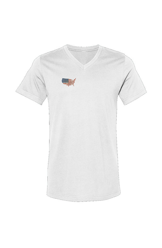 Red, White, And Blue - 4th of July - Flag Map - Men V-Neck Pocket Tee