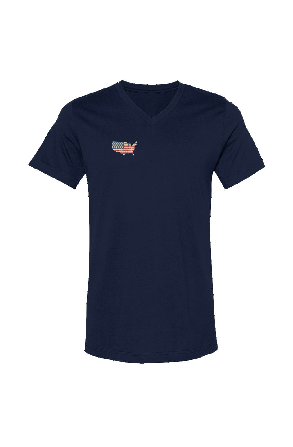 Red, White, And Blue - 4th of July - Flag Map V-Neck Pocket Tee