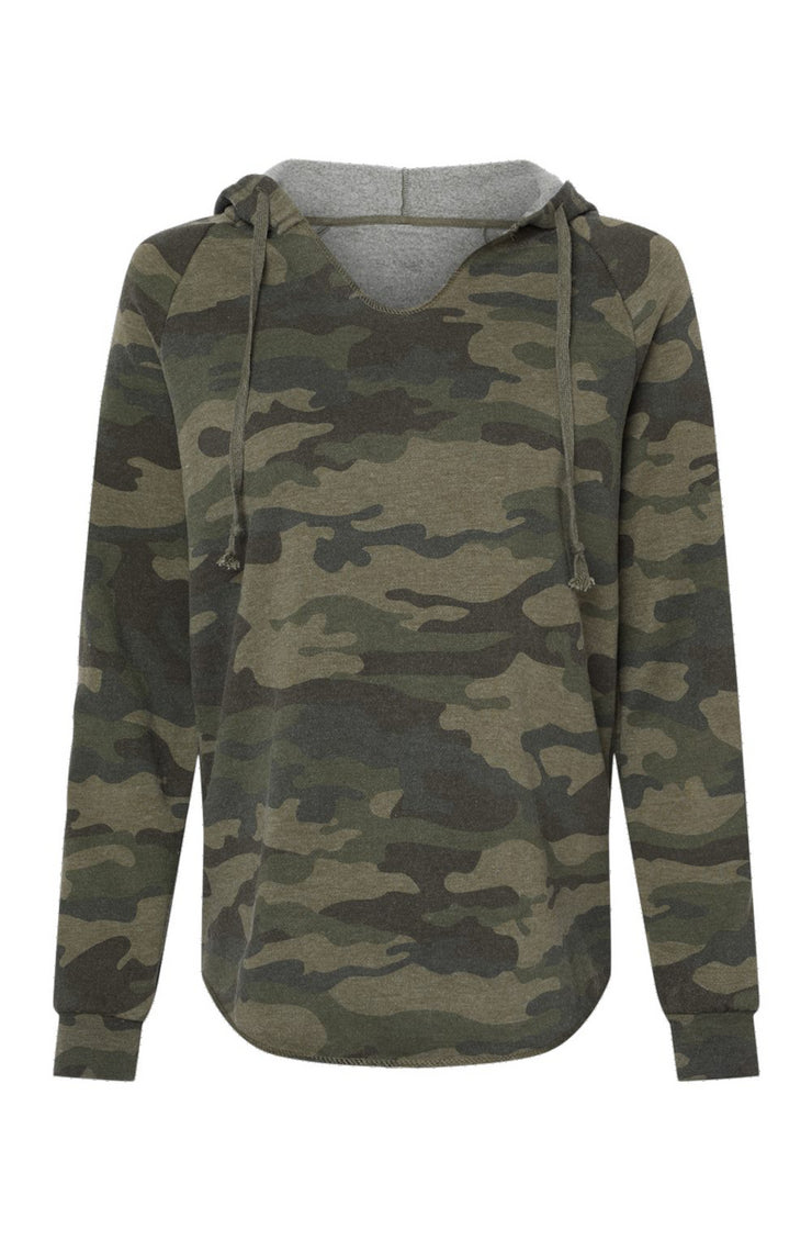 ESSENTIALS - Womens Lightweight Camo Hooded Sweatshirt