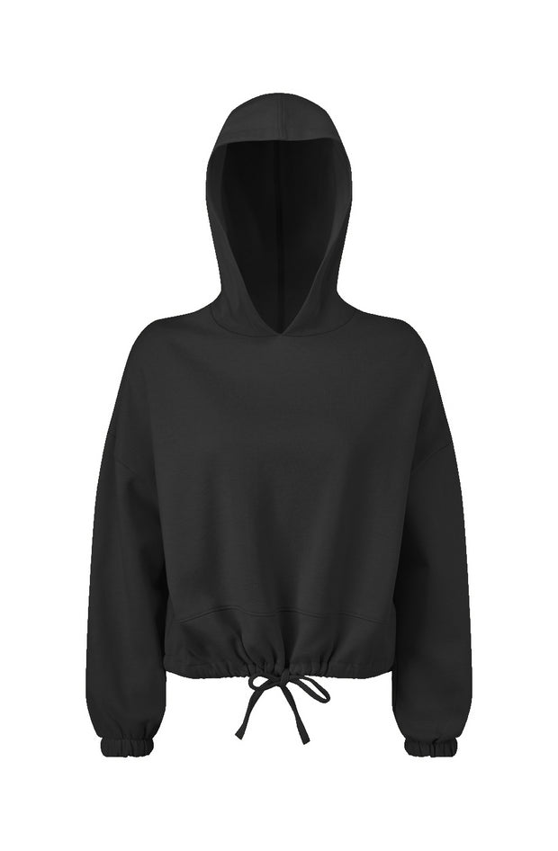 ESSENTIALS- Ladies' Cropped Oversize Hooded Sweatshirt