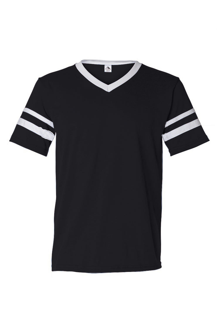 ESSENTIALS - V-Neck Striped Sleeves Jersey