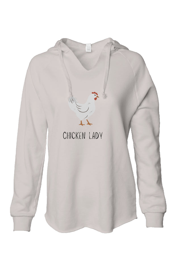 Chicken Lady - Womens Lightweight  Wash Hooded Sweatshirt