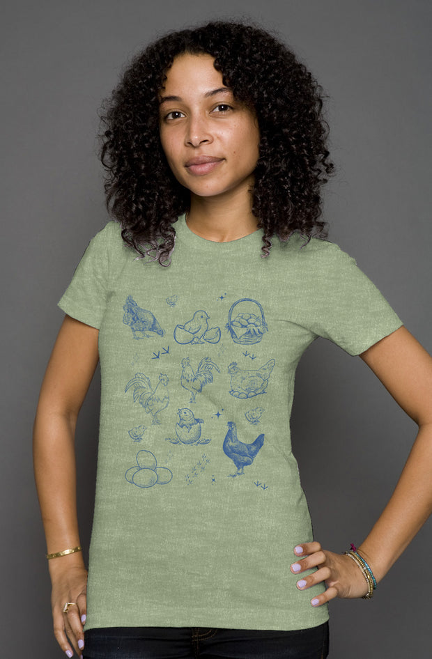 Jenna’s Chickens - CHICKEN LADY - womens heather t shirt