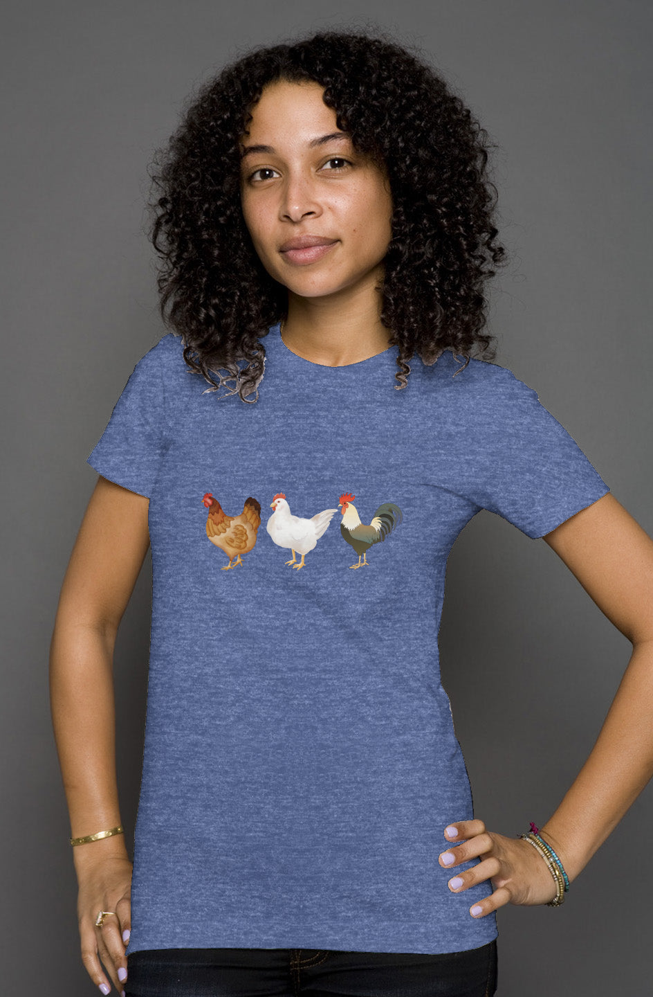 Cluckin with Jenna - Chicken Lady - womens heather t shirt