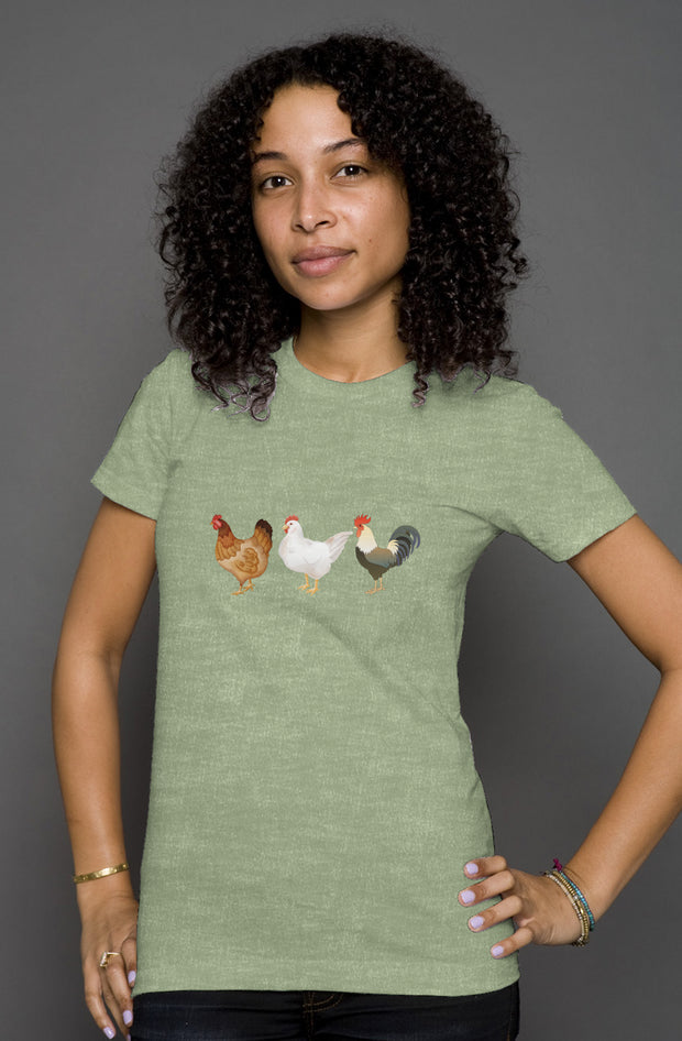 Cluckin with Jenna - Chicken Lady - womens heather t shirt