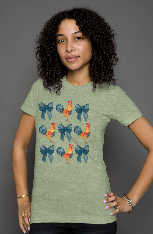 Chickens And Bows - Chicken Lady - womens heather t shirt