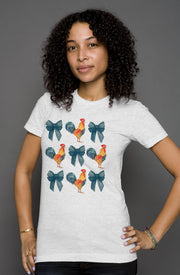 Chickens and Bows - Chicken Lady - womens heather t shirt