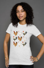 9 Chickens - Chicken Lady - womens heather t shirt