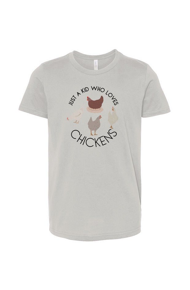 JUST A KID WHO LOVES CHICKENS - Chicken Lady - Youth Jersey Tee