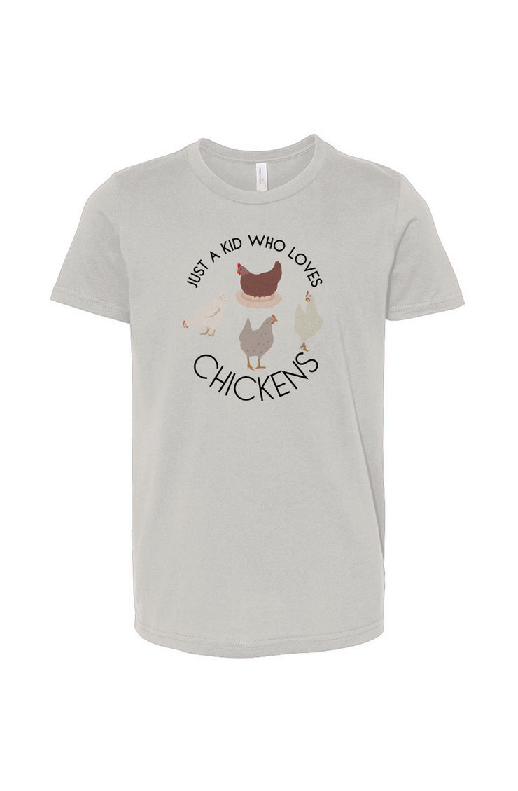 JUST A KID WHO LOVES CHICKENS - Chicken Lady - Youth Jersey Tee