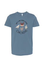 JUST A KID WHO LOVES CHICKENS - Chicken Lady - Youth Jersey Tee