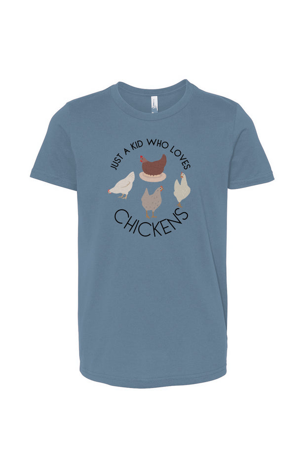 JUST A KID WHO LOVES CHICKENS - Chicken Lady - Youth Jersey Tee